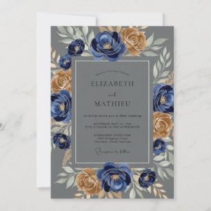 Navy Blue Formal Winter Wedding Invitation