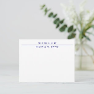 Navy Blue From The Desk of Personal Stationery Card