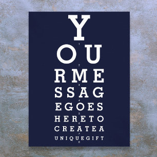 Navy Blue Fun Eyesight Chart Custom Message