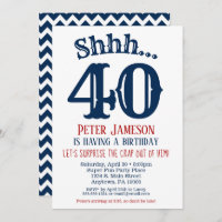 Navy Blue Funny Men's Surprise Party Invitation