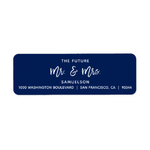 Navy Blue Future Mr & Mrs Wedding Return Address Return Address Label