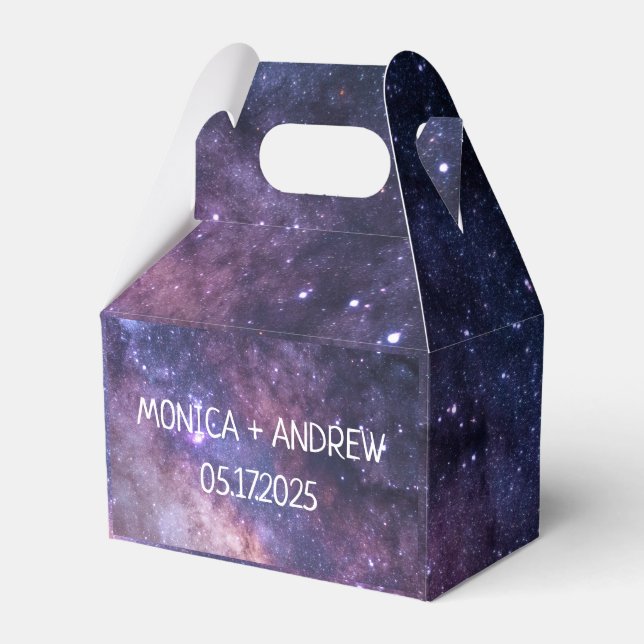Navy Blue Galaxy Starry Night Stars Modern  Favour Box (Front Side)