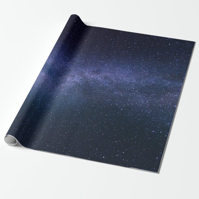 Navy Blue Galaxy Starry Night Stars  Wrapping Paper (Unrolled)