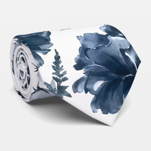 Navy Blue Garden Florals Wedding Tie