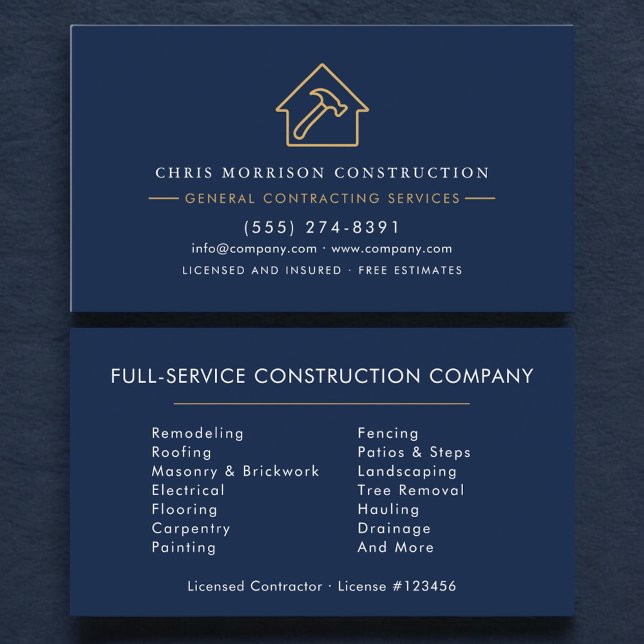Navy Blue General Contractor Business Card (Creator Uploaded)