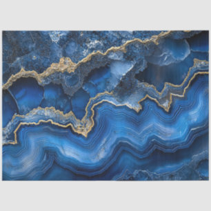 Navy Blue Geode Slice with Gold Veins Tissue Paper