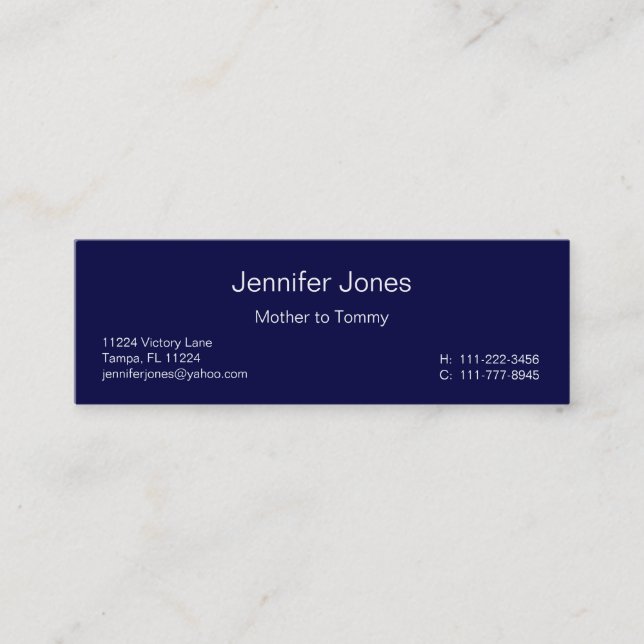 Navy Blue Geometric Calling Card (Front)