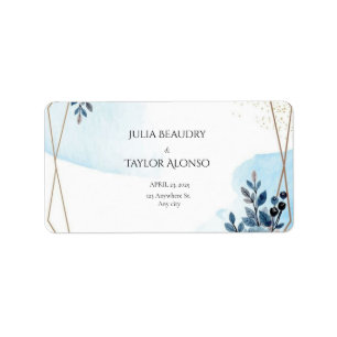 Navy Blue Geometric Floral Wedding Label