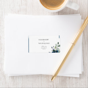 Navy Blue Geometric Floral Wedding Label