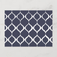 Navy Blue Geometric Ikat Tribal Print Pattern