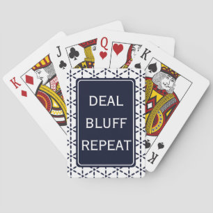 Navy Blue Geometric Pattern on White Playing Cards
