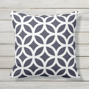 Navy Blue Geometric Pattern Outdoor Pillows