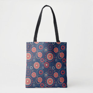 Navy Blue Geometric Pattern Tote Bag 