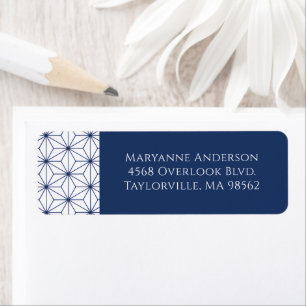 Navy Blue Geometric Return Address Label