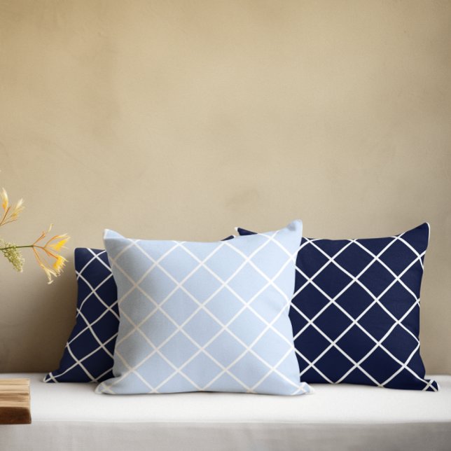 Navy Blue Geometric Squares Cushion (Creator Uploaded)