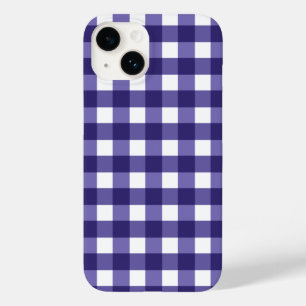 Navy blue gingham Case-Mate iPhone 14 case