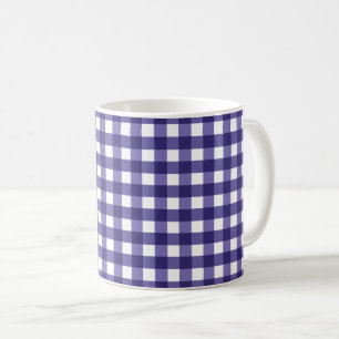 Navy blue gingham coffee mug