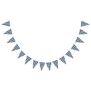 Navy Blue Gingham Country Wedding Bunting