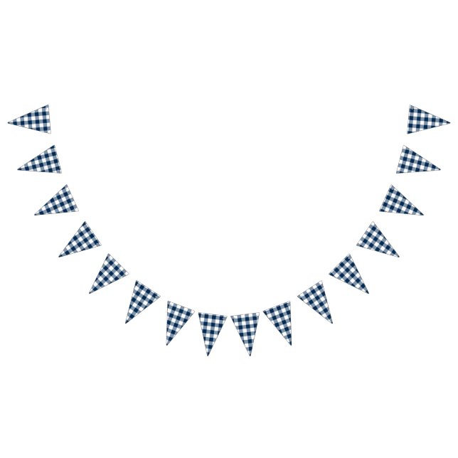 Navy Blue Gingham Country Wedding Bunting (All)