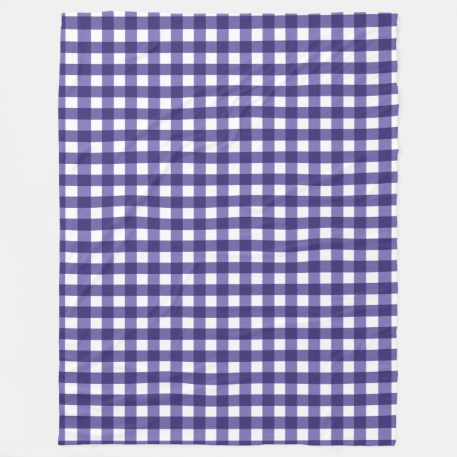 Navy blue gingham fleece blanket (Front)