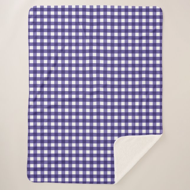 Navy blue gingham sherpa blanket (Front)