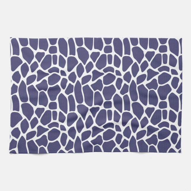 Navy Blue Giraffe Pattern Tea Towel (Horizontal)