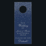 Navy Blue & Glam Silver Confetti Wedding Door Hanger<br><div class="desc">The navy blue & glam silver confetti wedding collection is perfect for any couple planning a romantic wedding celebration. The design features a chic navy blue background with glam gold confetti which is truly stunning and perfect for any special event. The wording incorporates the same silver colour of the design...</div>