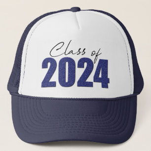 Navy Blue Glitter Class of 2024 Trucker Hat
