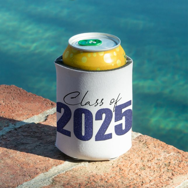Navy Blue Glitter Class of 2025 Can Cooler (In Situ Pool)