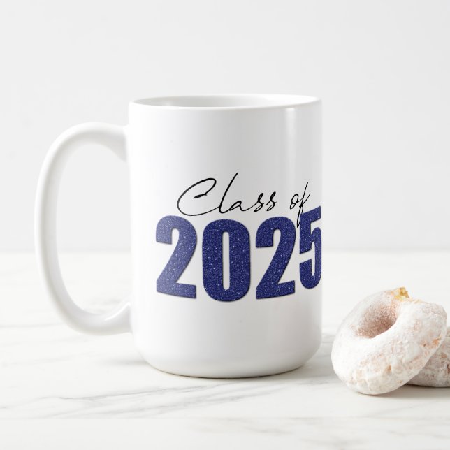 Navy Blue Glitter Class of 2025 Coffee Mug (With Donut)