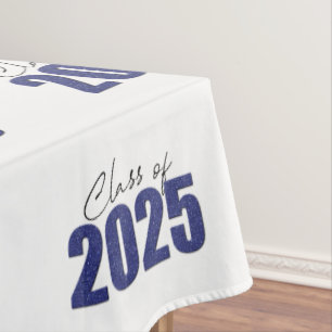 Navy Blue Glitter Class of 2025 Tablecloth
