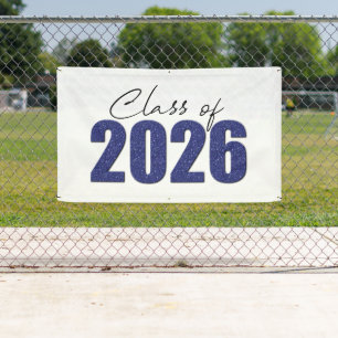 Navy Blue Glitter Class of 2026 Banner