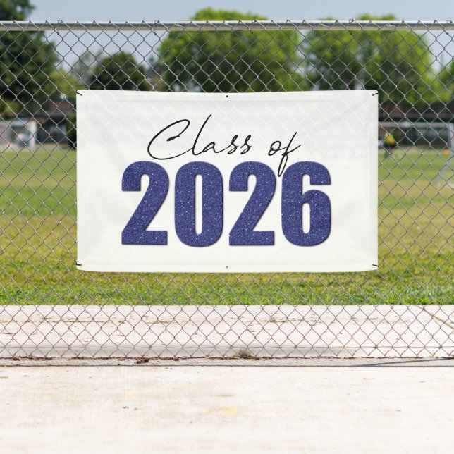 Navy Blue Glitter Class of 2026 Banner (Insitu)