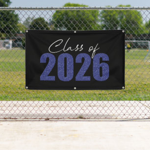 Navy Blue Glitter Class of 2026 Banner