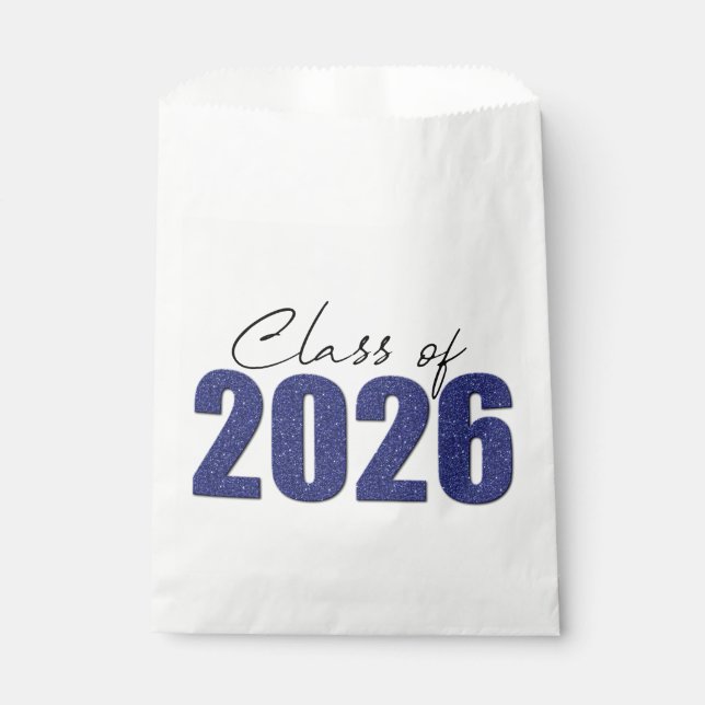 Navy Blue Glitter Class of 2026 Favour Bag (Front)