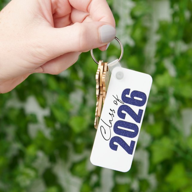 Navy Blue Glitter Class of 2026 Key Ring (Hand)