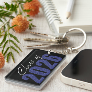 Navy Blue Glitter Class of 2026 Key Ring