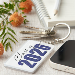 Navy Blue Glitter Class of 2026 Key Ring
