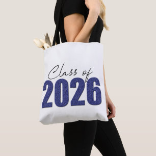 Navy Blue Glitter Class of 2026 Tote Bag