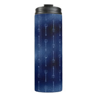 Navy Blue Glitter Mermaid Trident Pattern