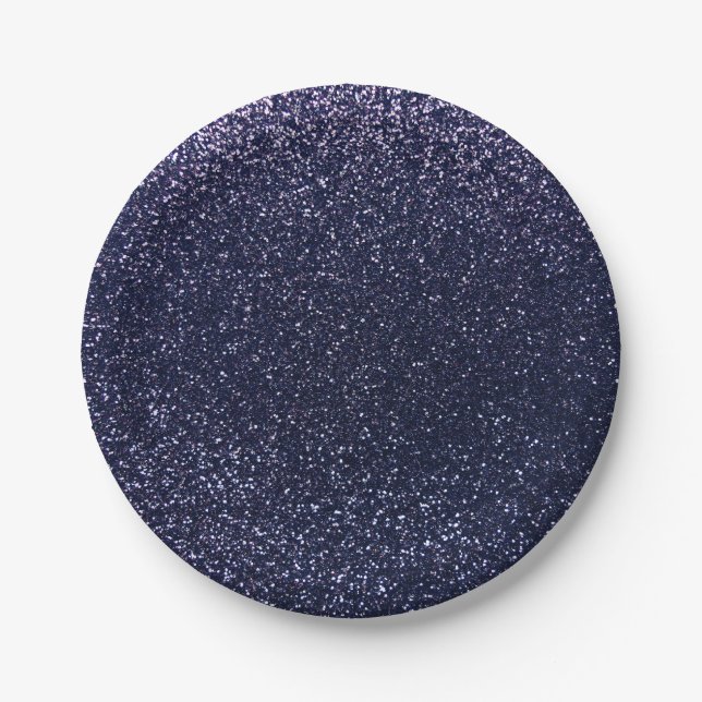 Navy blue glitter paper plate (Front)