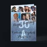 Navy Blue Glitter Photo Collage Happy Birthday Card<br><div class="desc">This cool and cute happy birthday greeting card is perfect for any friend or family member. It features eight customizable photograph pictures with a monogram name and the quote, "Happy Birthday, " on top of a pastel blue "30" (which can be changed to any age) on top of a faux...</div>