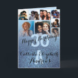 Navy Blue Glitter Photo Collage Happy Birthday Card<br><div class="desc">This cool and cute happy birthday greeting card is perfect for any friend or family member. It features eight customizable photograph pictures with a monogram name and the quote, "Happy Birthday, " on top of a pastel blue "30" (which can be changed to any age) on top of a faux...</div>