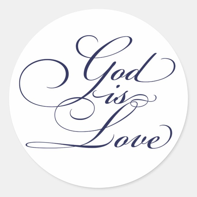 Navy Blue God is Love Christian Wedding Stickers (Front)