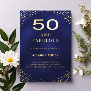 Navy blue gold 50th fabulous birthday