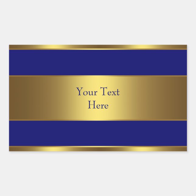 Navy Blue Gold Address Envelope Seal Labels (Front)