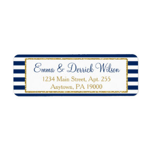 Navy Blue Gold Address Labels Elegant Shower