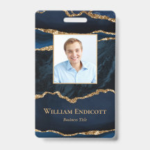 Navy Blue Gold Agate Professional ID