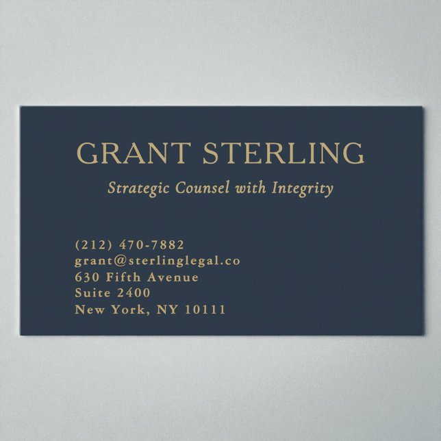 Navy Blue Gold Attorney at Law Legal Minimal  Business Card (Creator Uploaded)