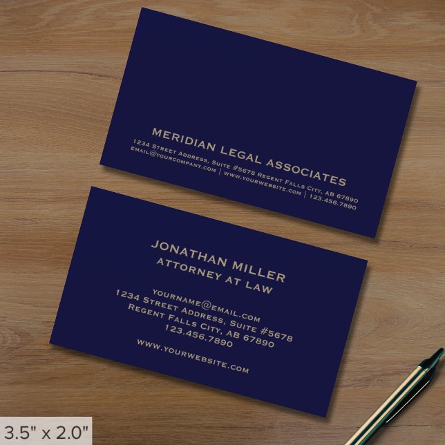 Navy Blue Gold Attorney Business Card (Creator Uploaded)